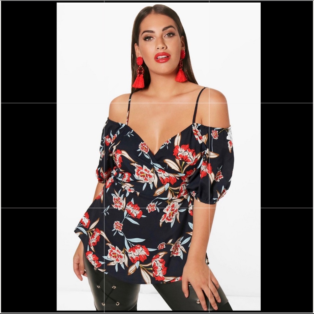 Boohoo cold shoulder wrap top